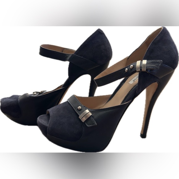 Charles David Blue Suede Platform Heels - Picture 1 of 5
